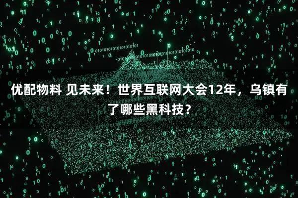 优配物料 见未来！世界互联网大会12年，乌镇有了哪些黑科技？