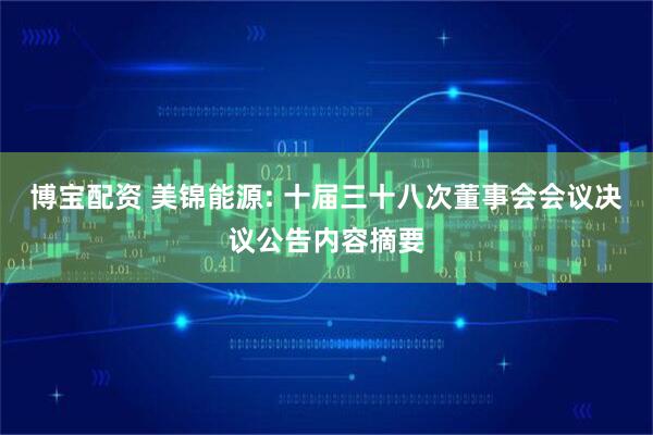 博宝配资 美锦能源: 十届三十八次董事会会议决议公告内容摘要